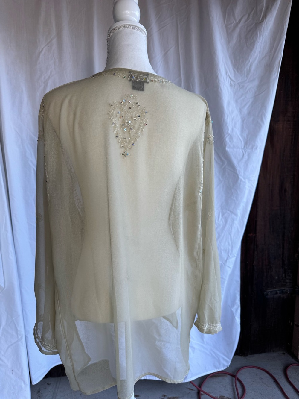 Diva Sheer Beaded Tunic in Cream